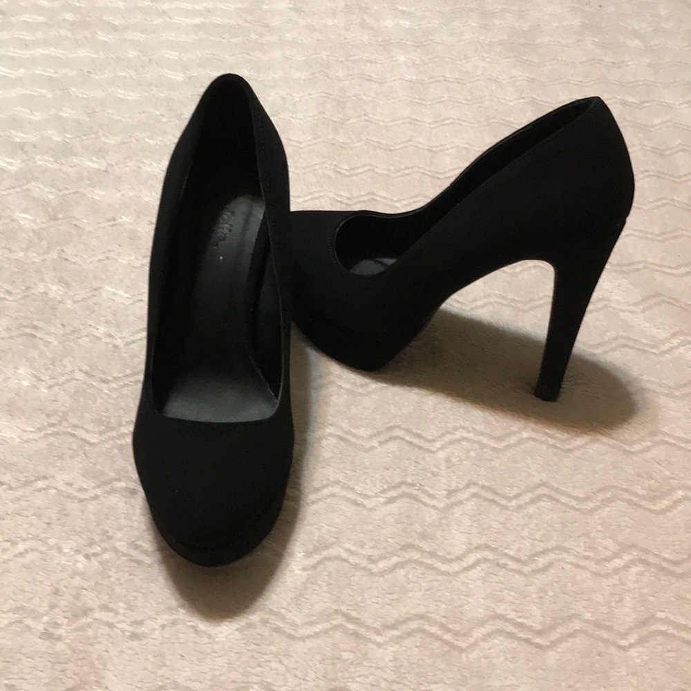 black suede pumps